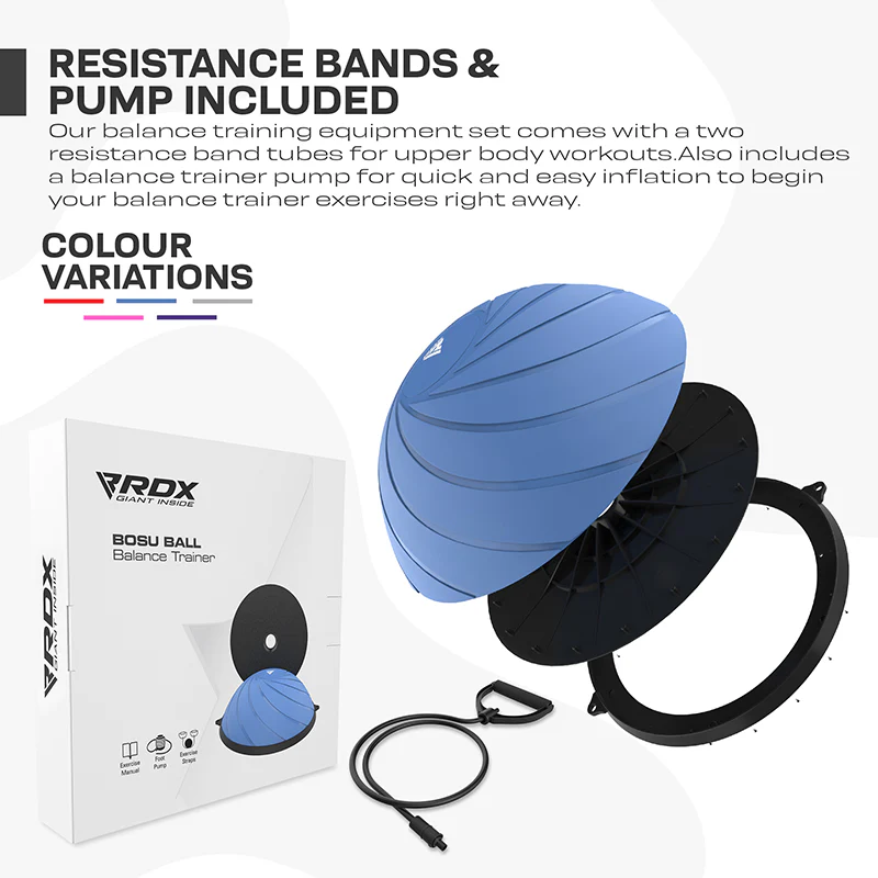 RDX TP Balance Trainer Demi-ballon Pour Yoga Avec Tubes De Résistance Et Pompe à Air - Image 11