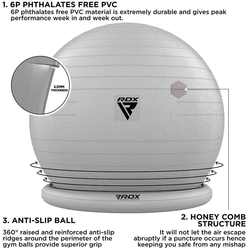 RDX B2 Ballon De Gymnastique Gonflable Avec Base Antidérapante, Tubes De Résistance Et Pompe à Air - Image 17