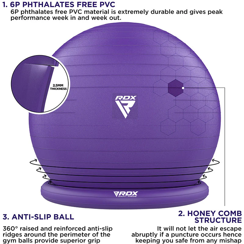 RDX B2 Ballon De Gymnastique Gonflable Avec Base Antidérapante, Tubes De Résistance Et Pompe à Air - Image 25