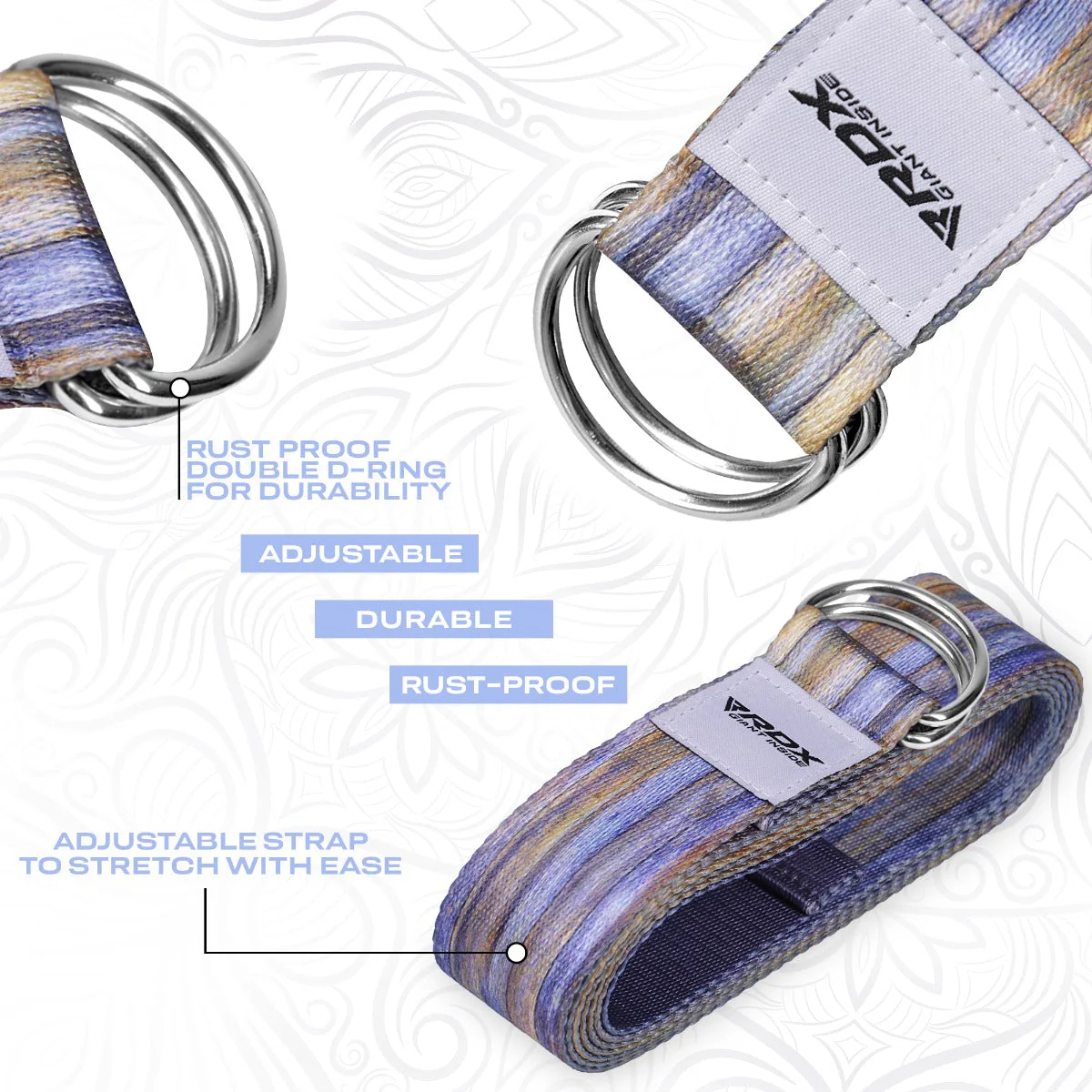 RDX F1 Sangle De Yoga Antidérapante En Coton Avec Boucle En D En Acier Inoxydable - Image 4