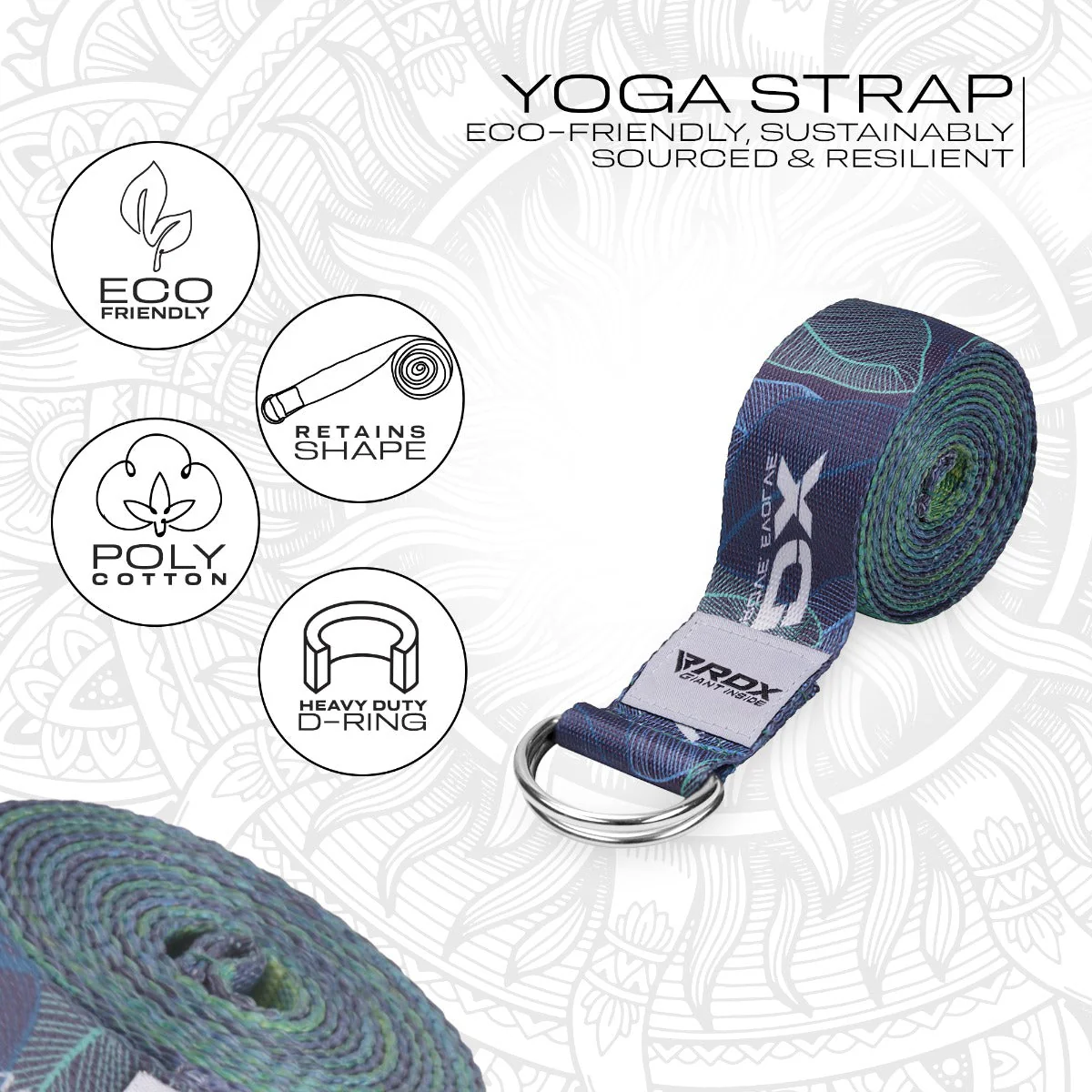 RDX F10 Sangle De Yoga Antidérapante En Coton Avec Boucle En D En Acier Inoxydable - Image 2