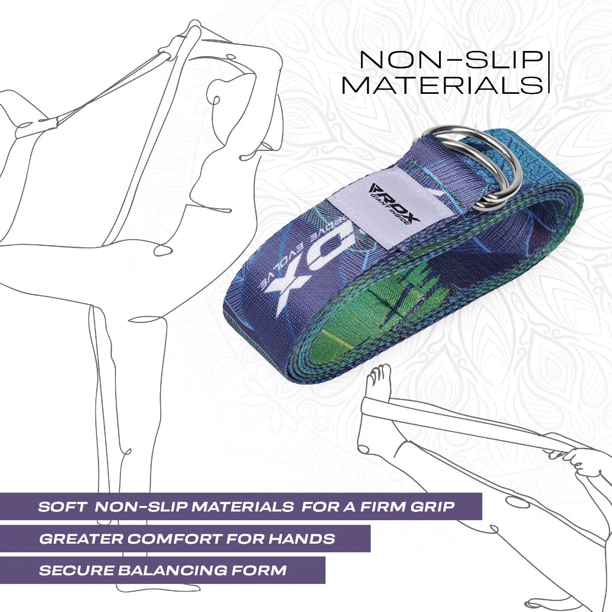 RDX F10 Sangle De Yoga Antidérapante En Coton Avec Boucle En D En Acier Inoxydable - Image 5