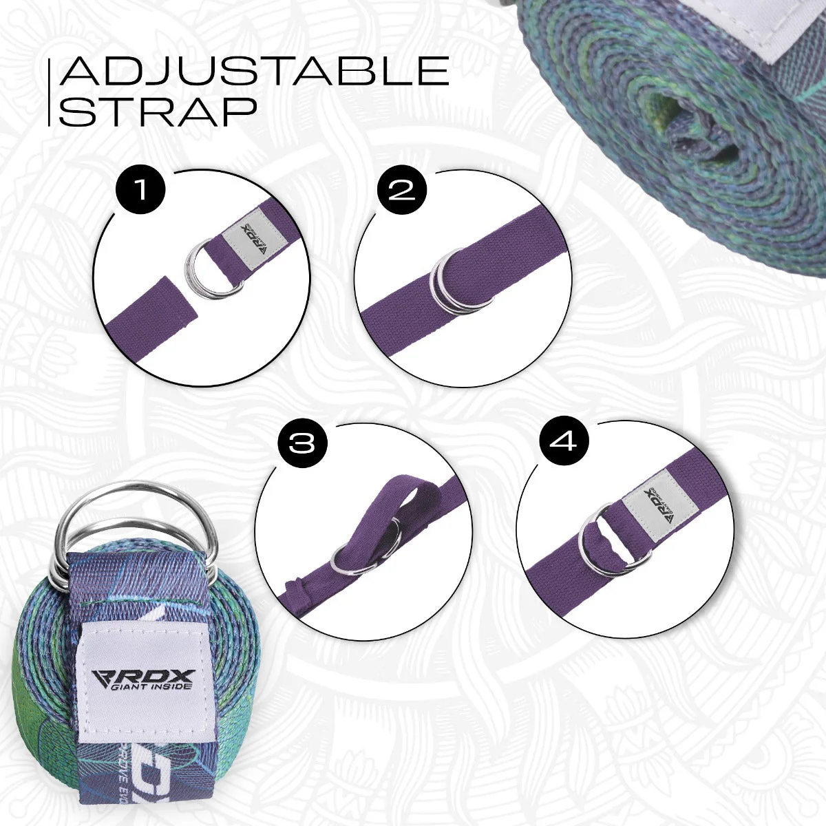 RDX F10 Sangle De Yoga Antidérapante En Coton Avec Boucle En D En Acier Inoxydable - Image 6
