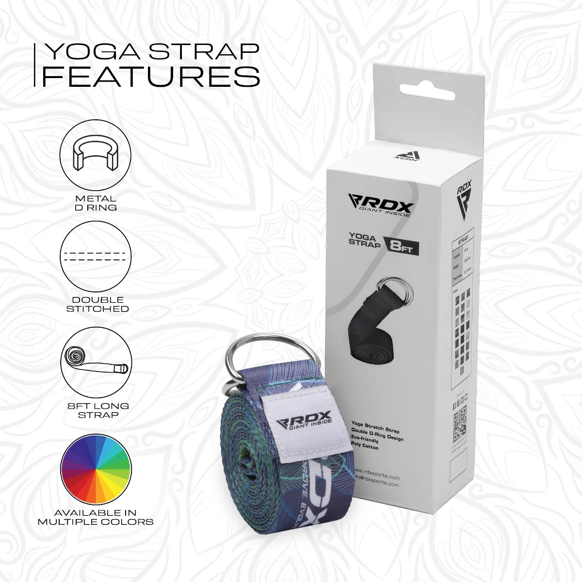 RDX F10 Sangle De Yoga Antidérapante En Coton Avec Boucle En D En Acier Inoxydable - Image 7