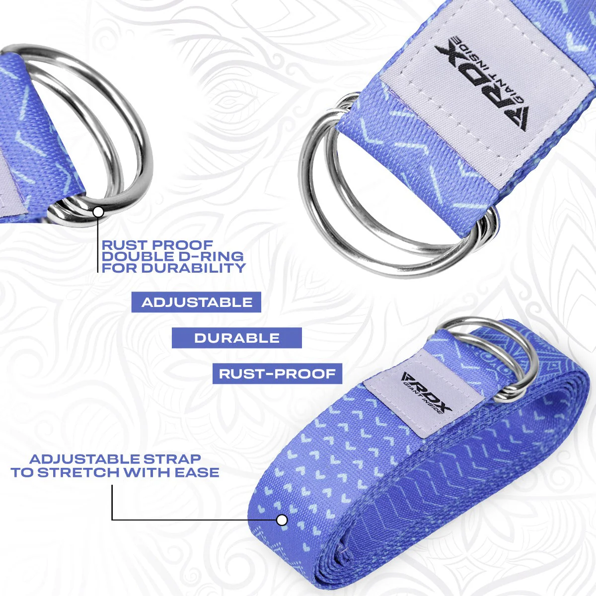 RDX F14 Sangle De Yoga Antidérapante En Coton Avec Boucle En D En Acier Inoxydable - Image 4