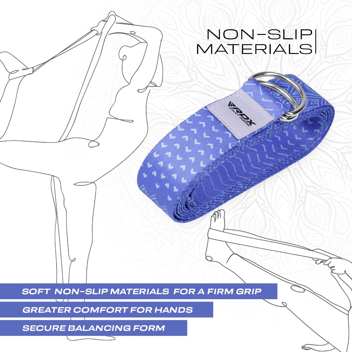 RDX F14 Sangle De Yoga Antidérapante En Coton Avec Boucle En D En Acier Inoxydable - Image 5