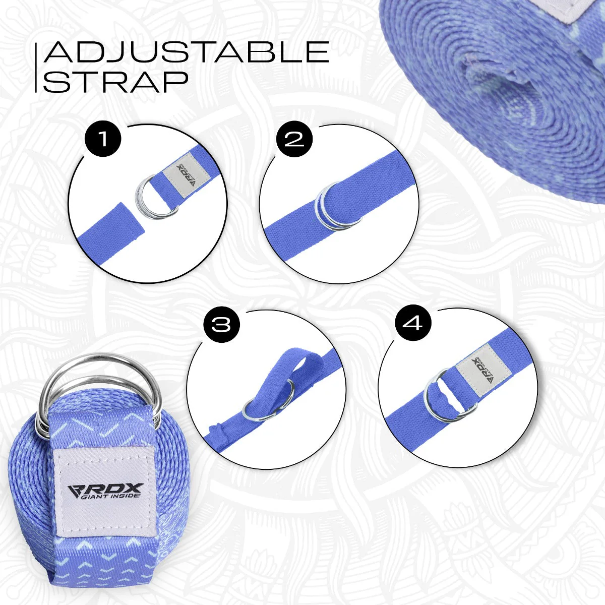 RDX F14 Sangle De Yoga Antidérapante En Coton Avec Boucle En D En Acier Inoxydable - Image 6