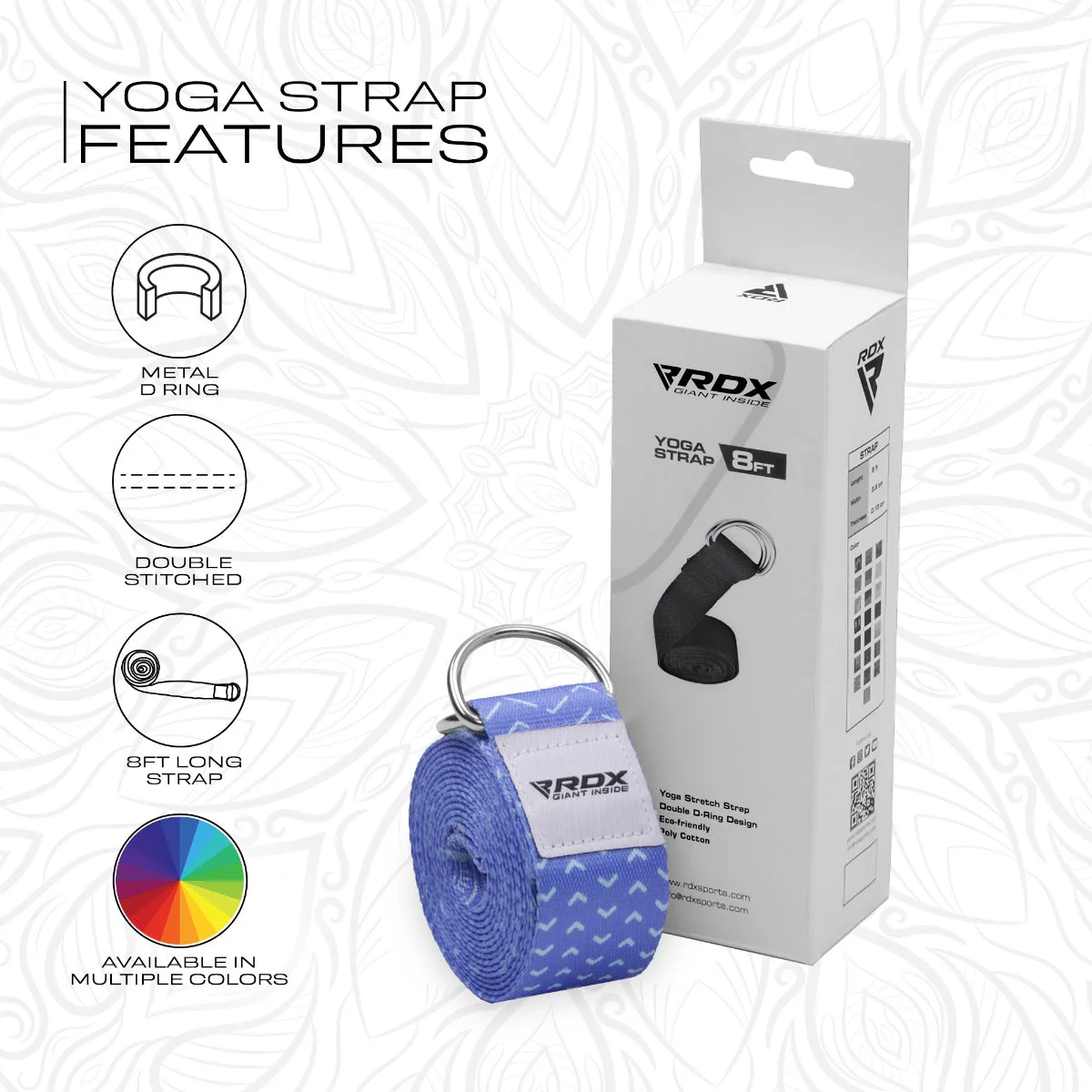 RDX F14 Sangle De Yoga Antidérapante En Coton Avec Boucle En D En Acier Inoxydable - Image 7