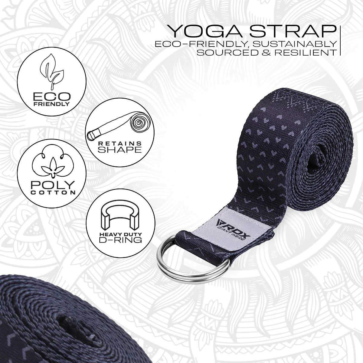 RDX F15 Sangle De Yoga Antidérapante En Coton Avec Boucle En D En Acier Inoxydable - Image 3