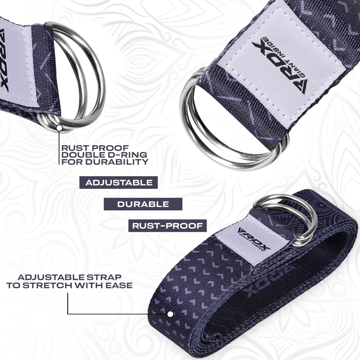 RDX F15 Sangle De Yoga Antidérapante En Coton Avec Boucle En D En Acier Inoxydable - Image 5