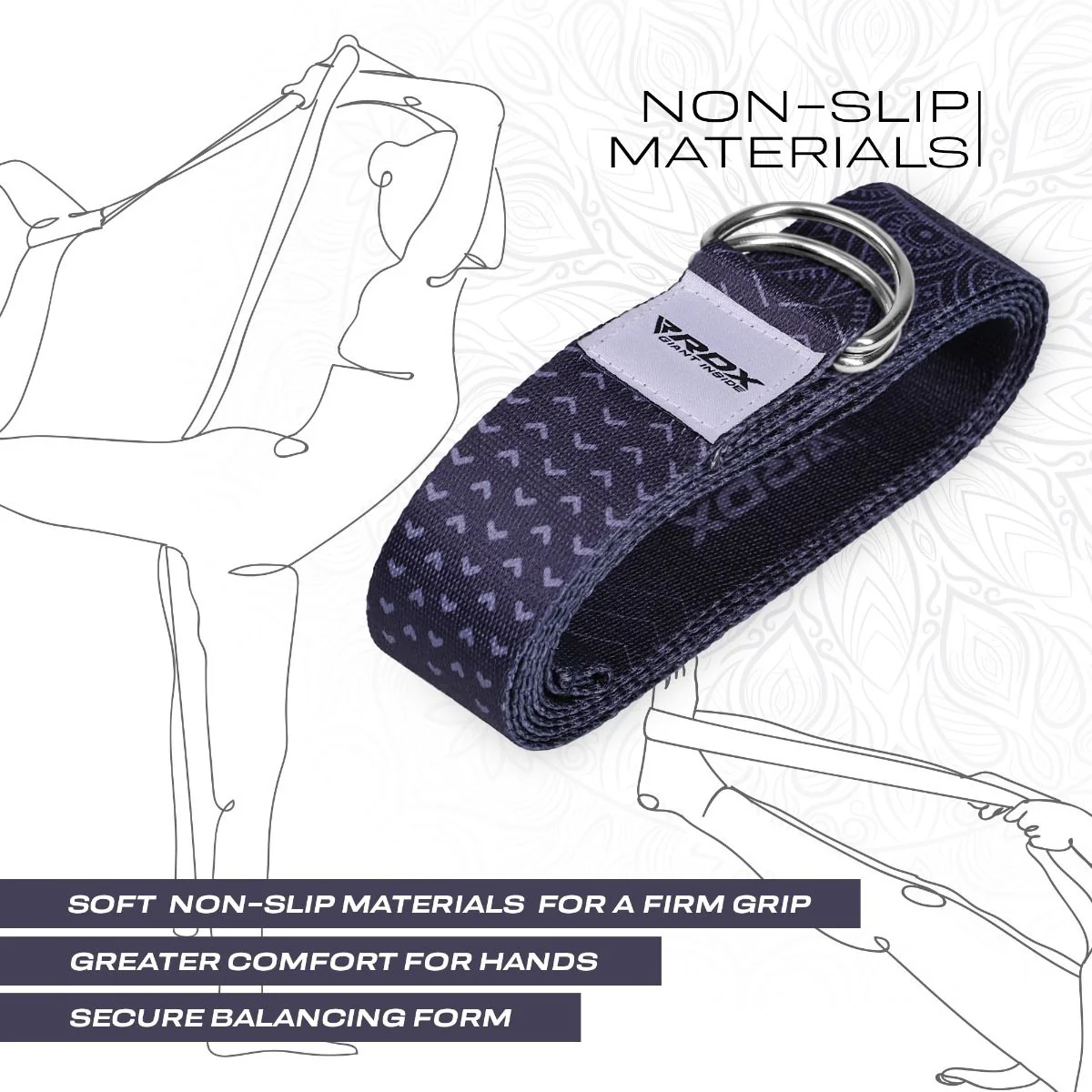 RDX F15 Sangle De Yoga Antidérapante En Coton Avec Boucle En D En Acier Inoxydable - Image 6