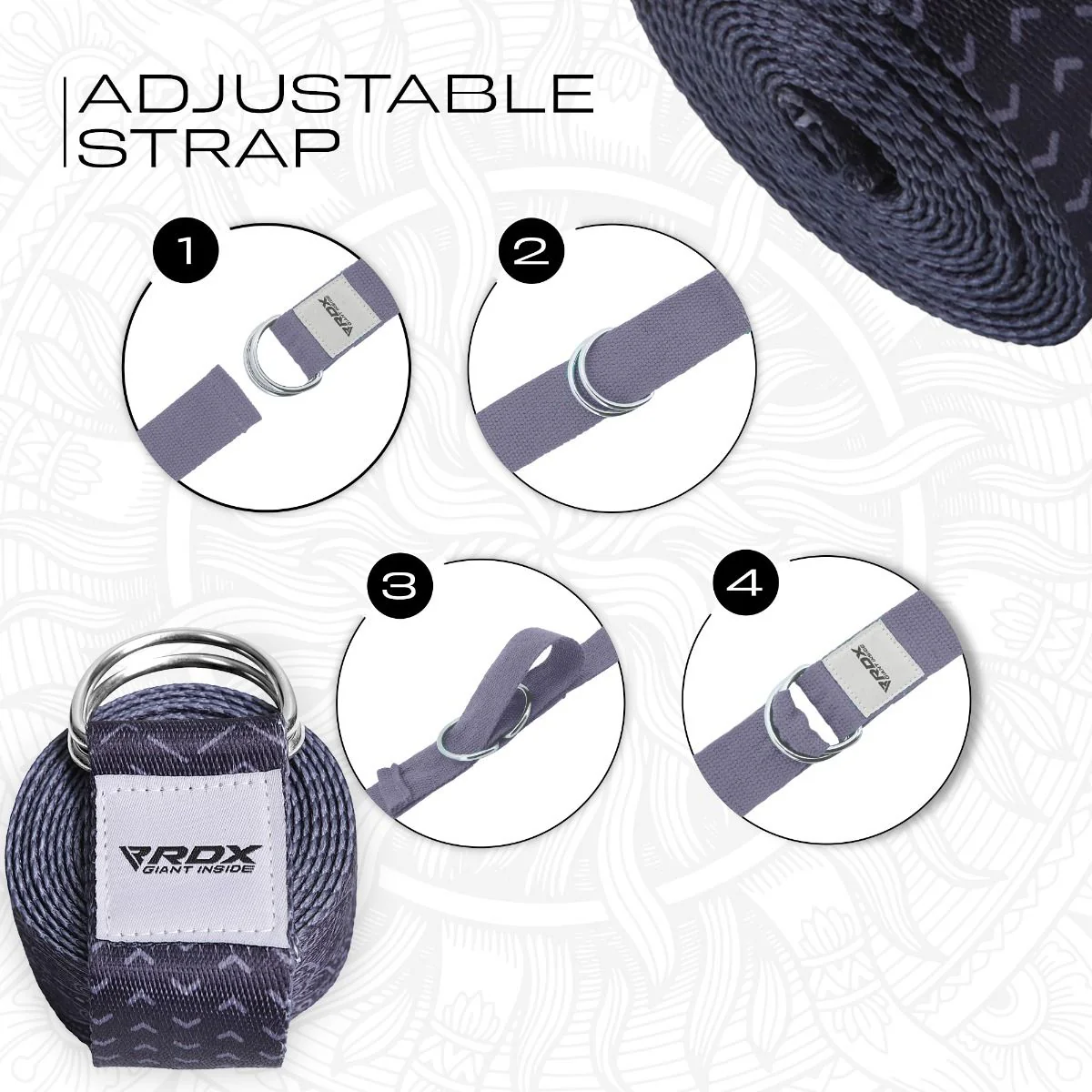 RDX F15 Sangle De Yoga Antidérapante En Coton Avec Boucle En D En Acier Inoxydable - Image 7