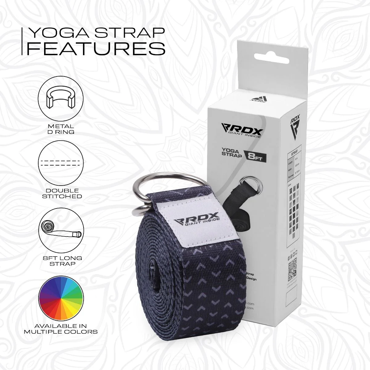 RDX F15 Sangle De Yoga Antidérapante En Coton Avec Boucle En D En Acier Inoxydable - Image 8