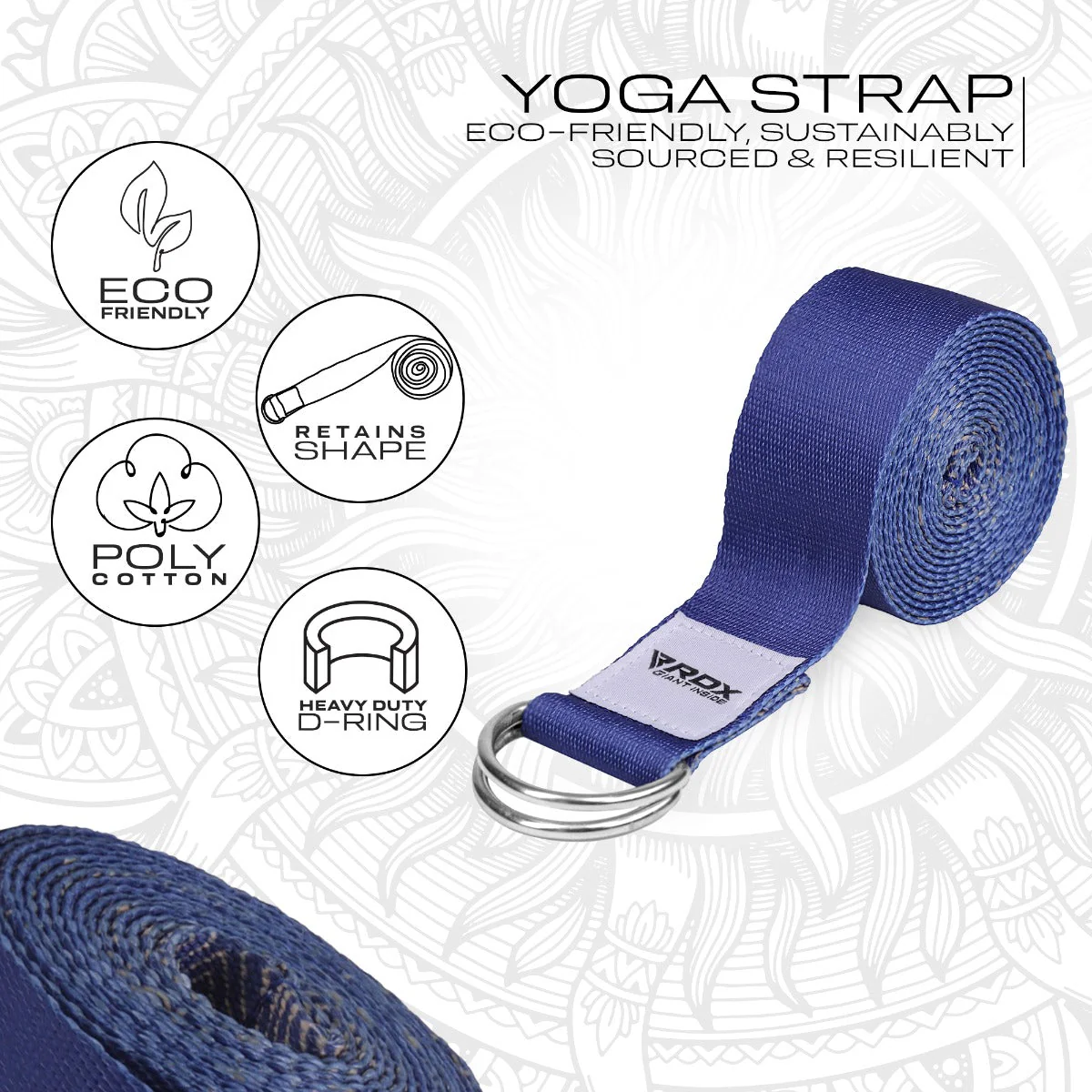 RDX F16 Sangle De Yoga Antidérapante En Coton Avec Boucle En D En Acier Inoxydable - Image 2