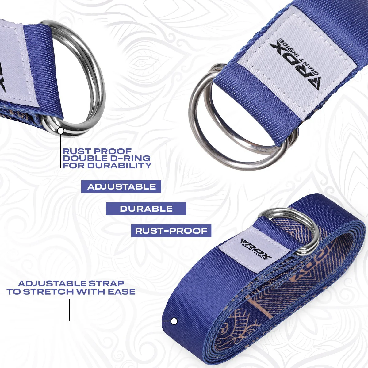 RDX F16 Sangle De Yoga Antidérapante En Coton Avec Boucle En D En Acier Inoxydable - Image 4