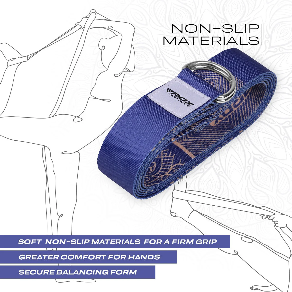RDX F16 Sangle De Yoga Antidérapante En Coton Avec Boucle En D En Acier Inoxydable - Image 5