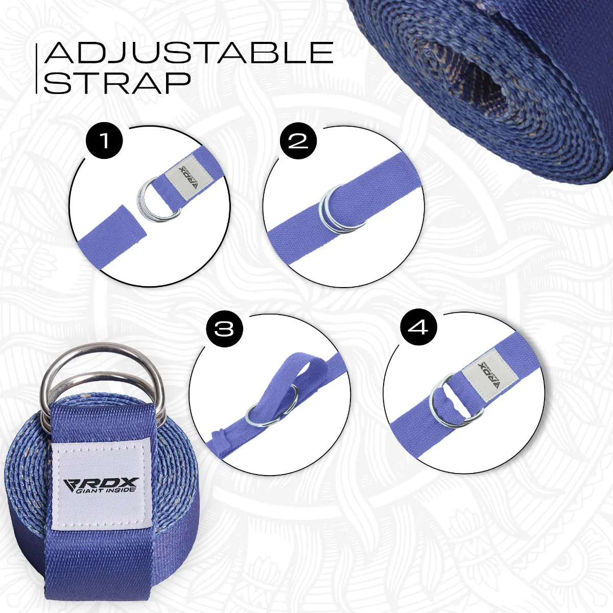 RDX F16 Sangle De Yoga Antidérapante En Coton Avec Boucle En D En Acier Inoxydable - Image 6