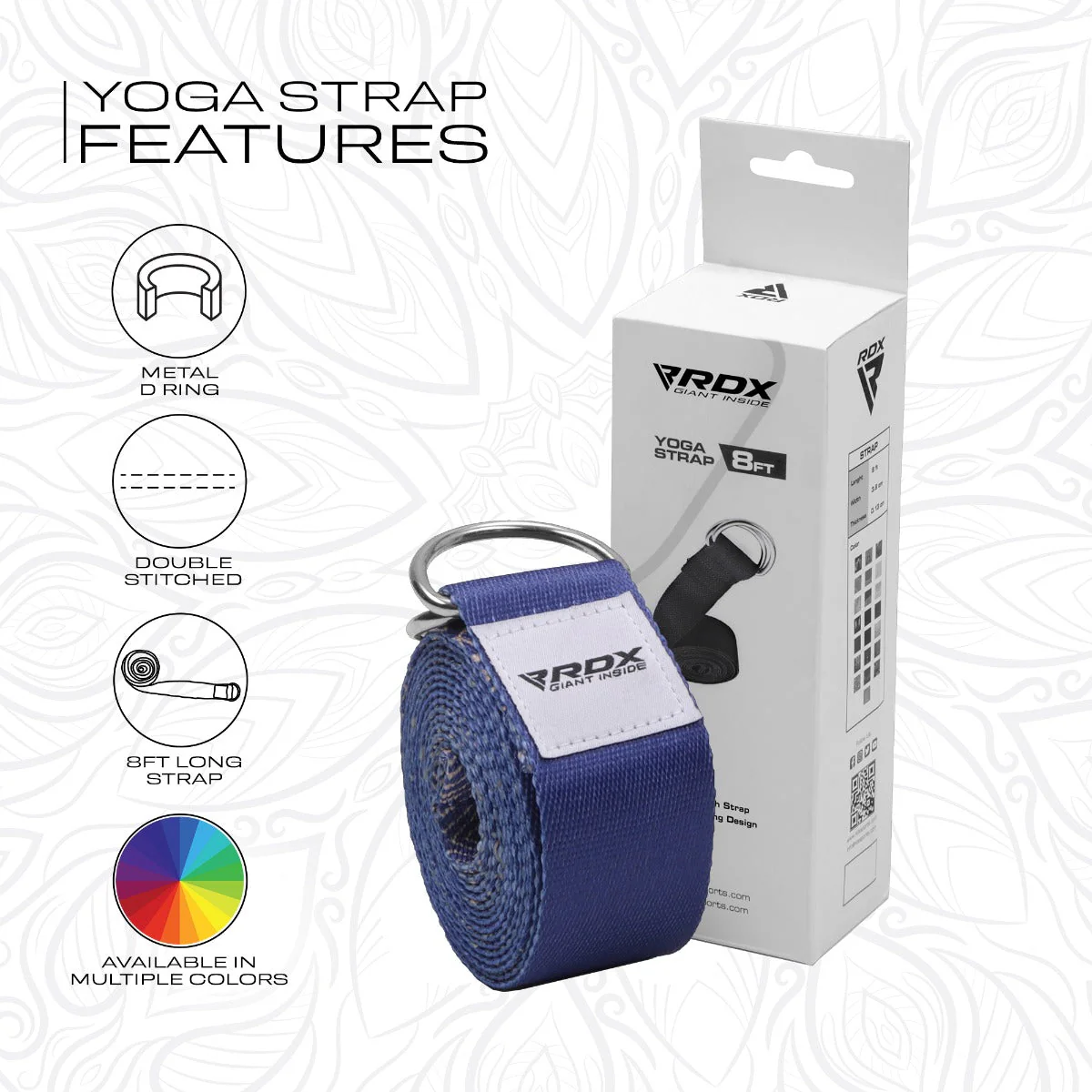 RDX F16 Sangle De Yoga Antidérapante En Coton Avec Boucle En D En Acier Inoxydable - Image 7