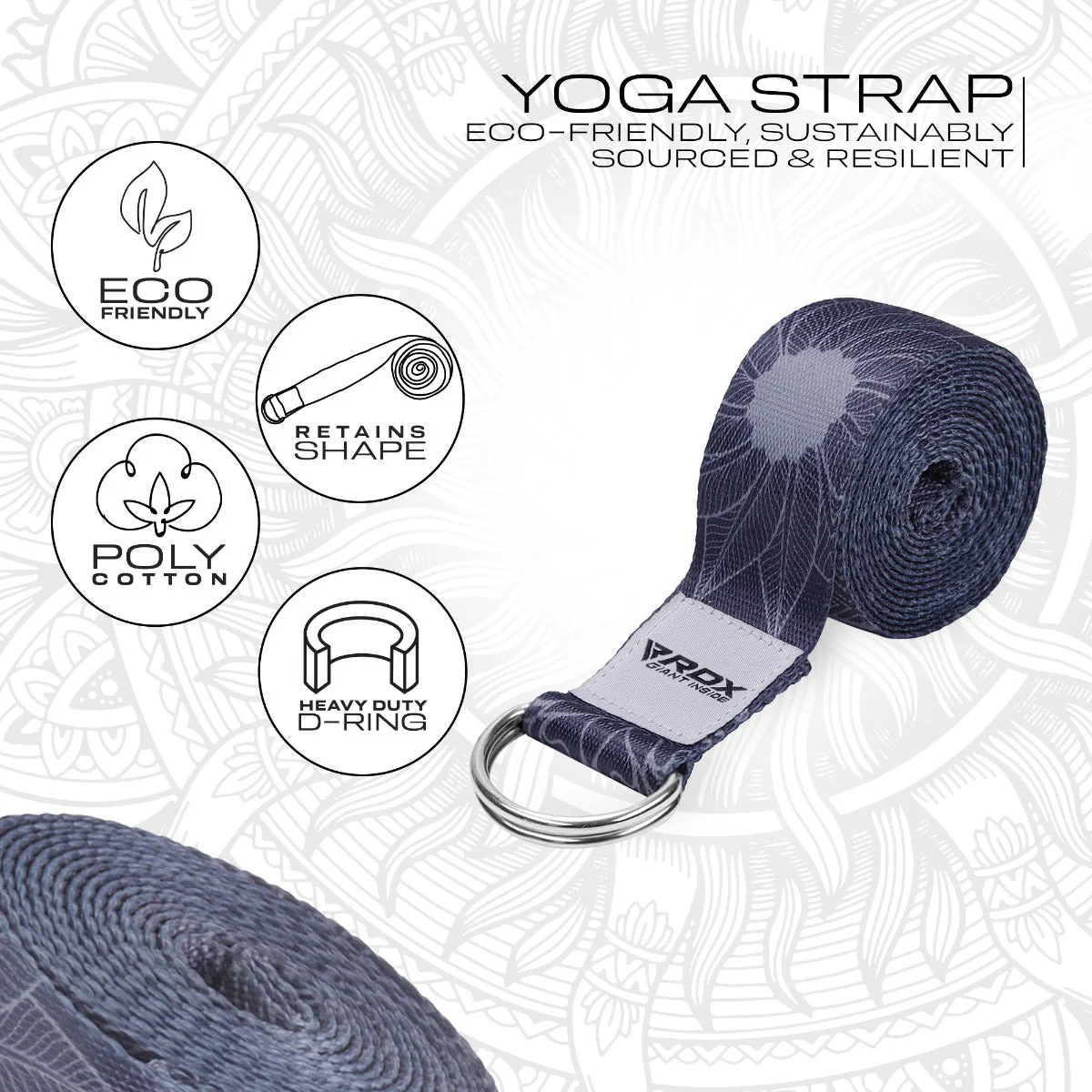 RDX F18 Sangle De Yoga Antidérapante En Coton Avec Boucle En D En Acier Inoxydable - Image 2