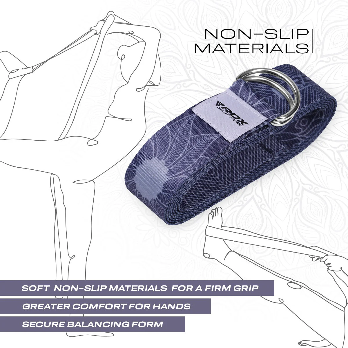 RDX F18 Sangle De Yoga Antidérapante En Coton Avec Boucle En D En Acier Inoxydable - Image 5