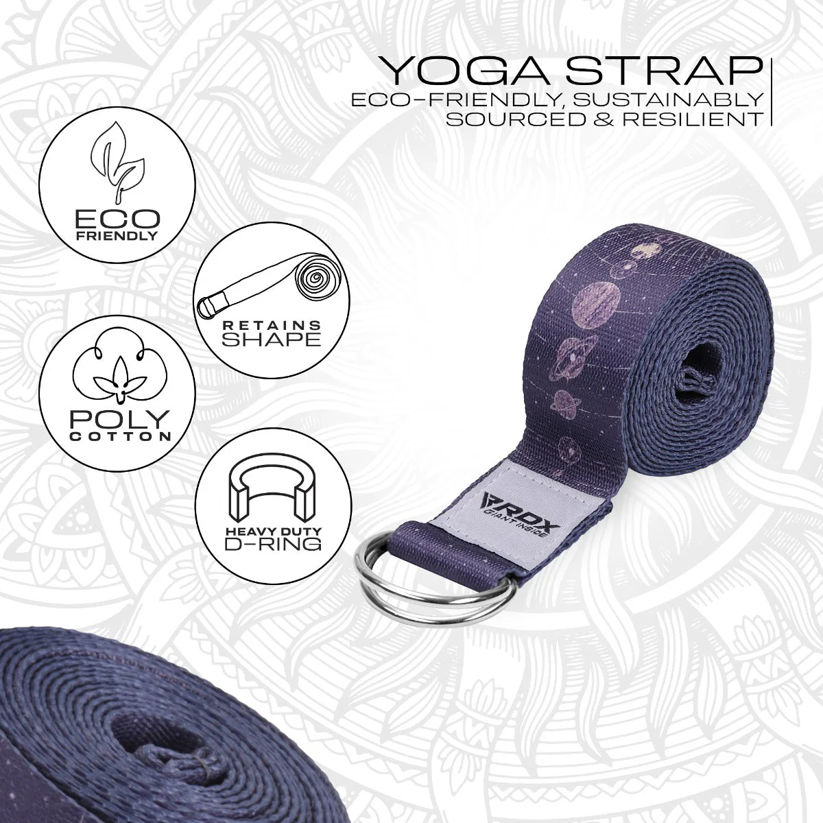 RDX F19 Sangle De Yoga Antidérapante En Coton Avec Boucle En D En Acier Inoxydable - Image 2