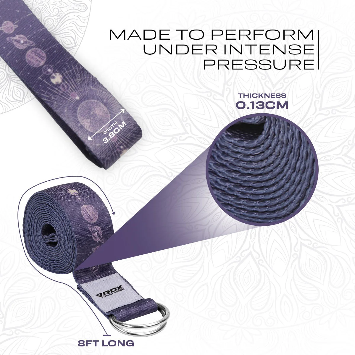 RDX F19 Sangle De Yoga Antidérapante En Coton Avec Boucle En D En Acier Inoxydable - Image 3