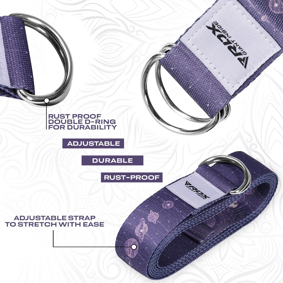RDX F19 Sangle De Yoga Antidérapante En Coton Avec Boucle En D En Acier Inoxydable - Image 4