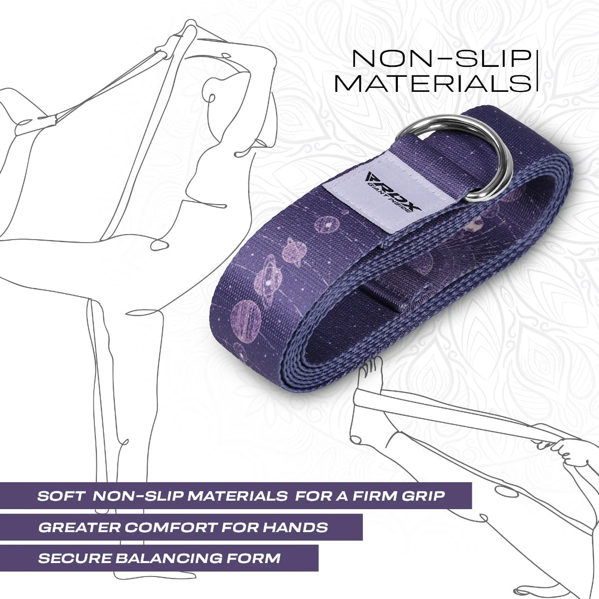 RDX F19 Sangle De Yoga Antidérapante En Coton Avec Boucle En D En Acier Inoxydable - Image 5