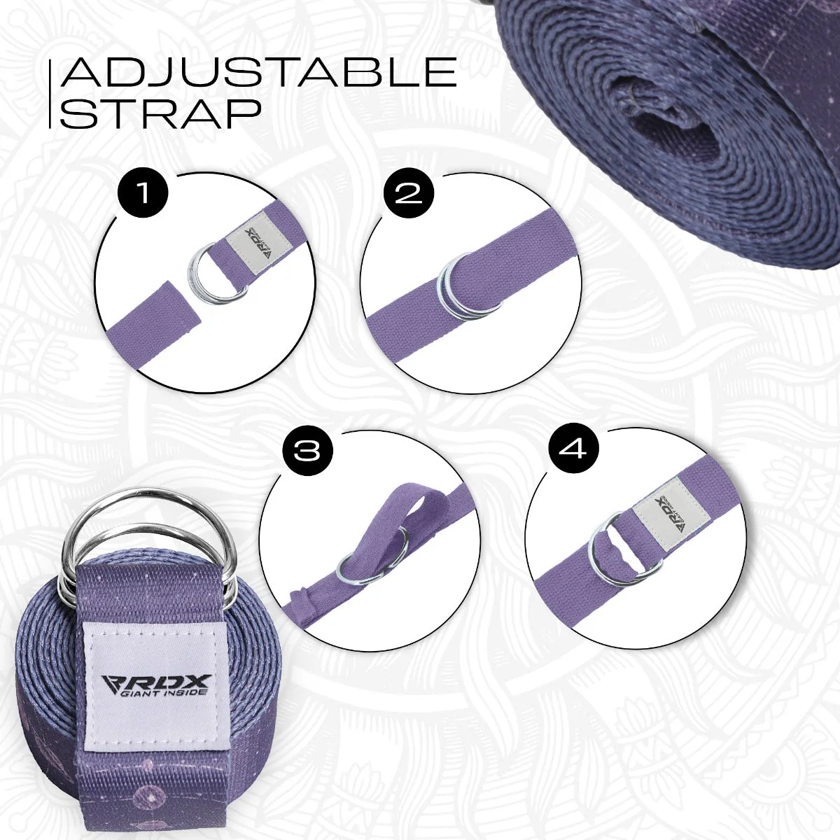 RDX F19 Sangle De Yoga Antidérapante En Coton Avec Boucle En D En Acier Inoxydable - Image 6
