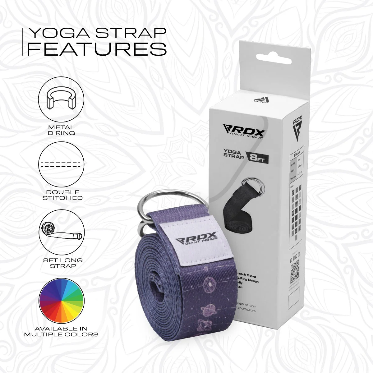 RDX F19 Sangle De Yoga Antidérapante En Coton Avec Boucle En D En Acier Inoxydable - Image 7