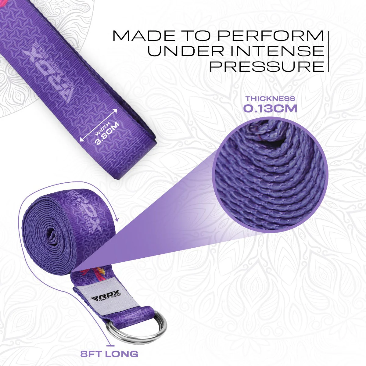 RDX F2 Sangle De Yoga Antidérapante En Coton Avec Boucle En D En Acier Inoxydable - Image 3