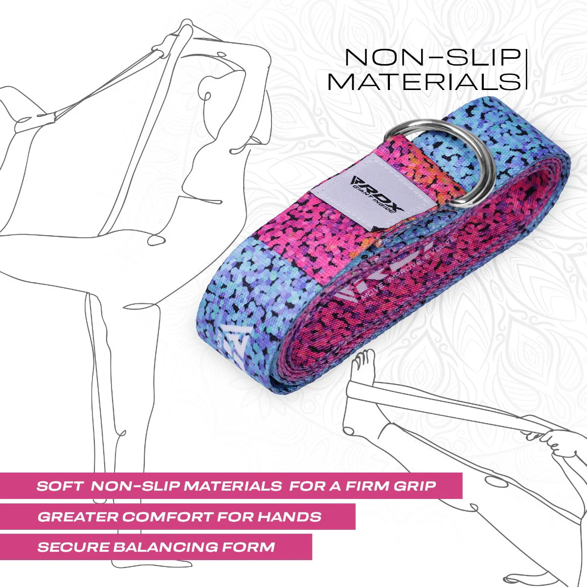 RDX F20 Sangle De Yoga Antidérapante En Coton Avec Boucle En D En Acier Inoxydable - Image 5
