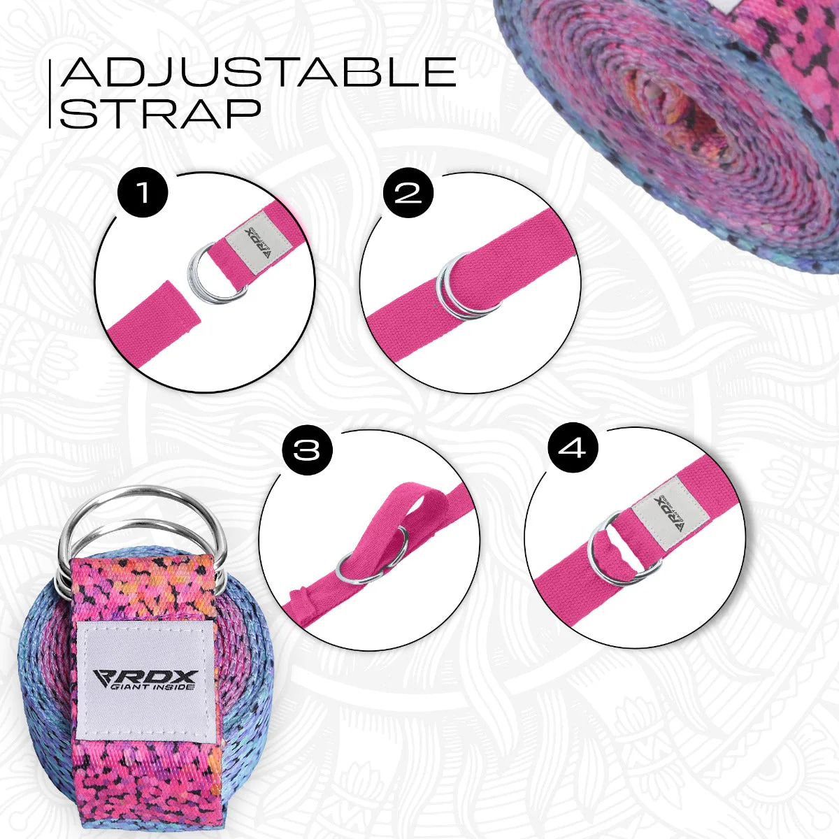 RDX F20 Sangle De Yoga Antidérapante En Coton Avec Boucle En D En Acier Inoxydable - Image 6