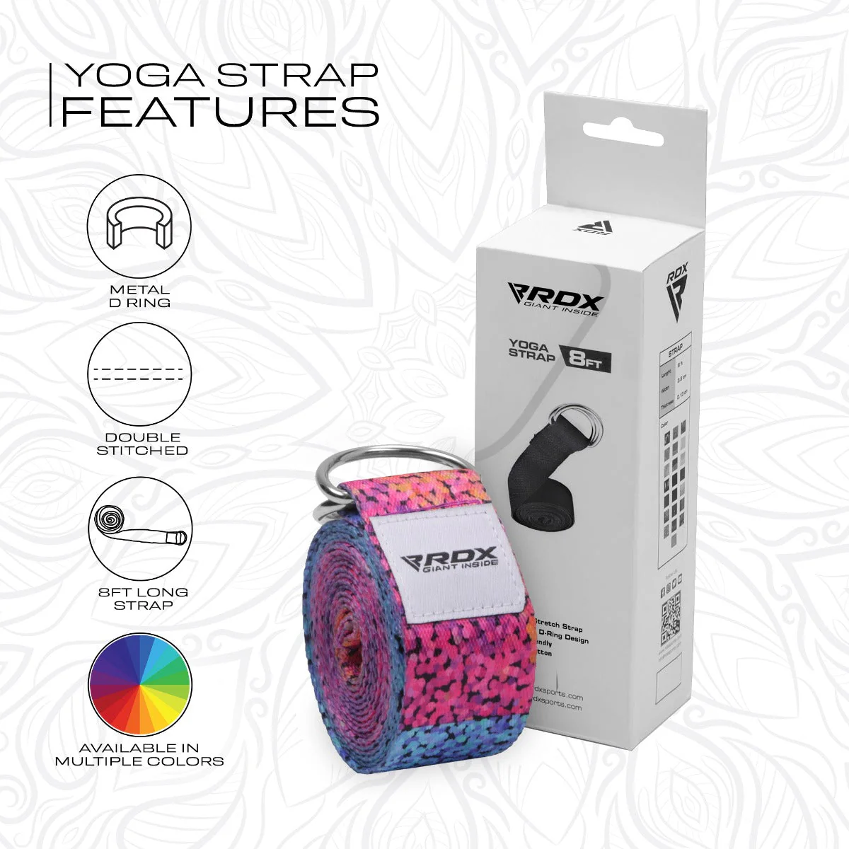 RDX F20 Sangle De Yoga Antidérapante En Coton Avec Boucle En D En Acier Inoxydable - Image 7