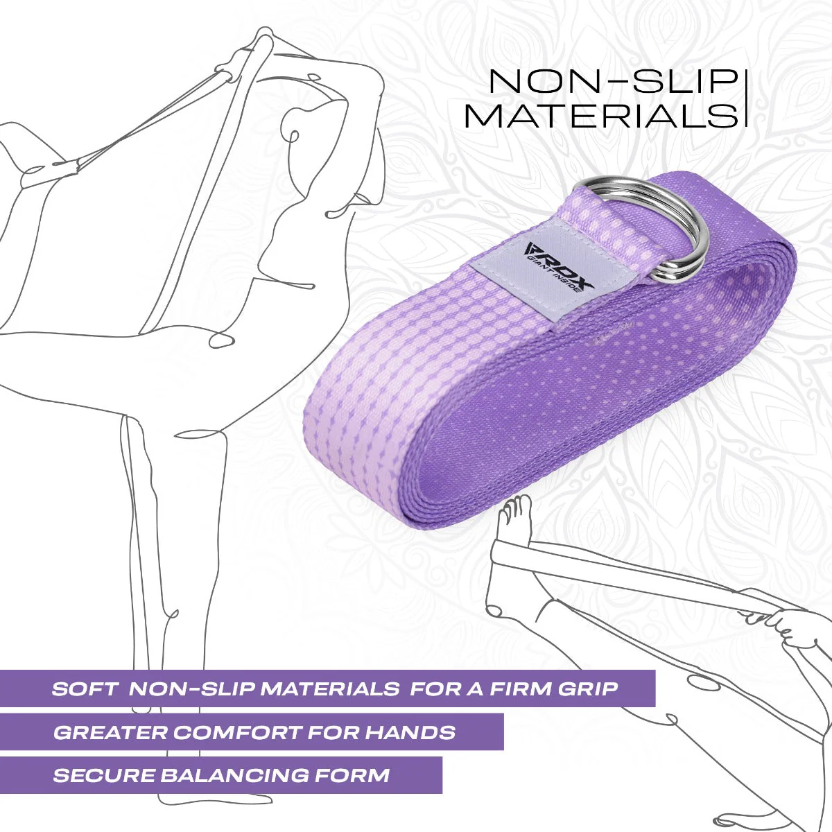 RDX F21 Sangle De Yoga Antidérapante En Coton Avec Boucle En D En Acier Inoxydable - Image 5