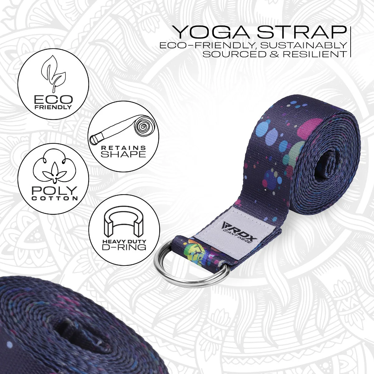 RDX F3 Sangle De Yoga Antidérapante En Coton Avec Boucle En D En Acier Inoxydable - Image 2