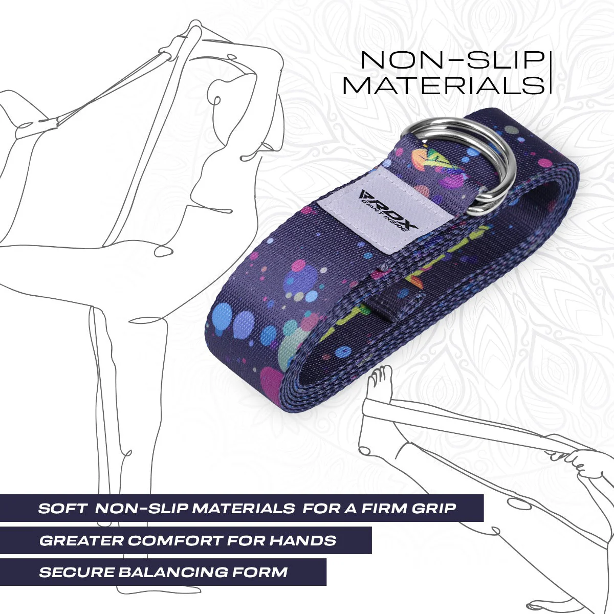 RDX F3 Sangle De Yoga Antidérapante En Coton Avec Boucle En D En Acier Inoxydable - Image 5