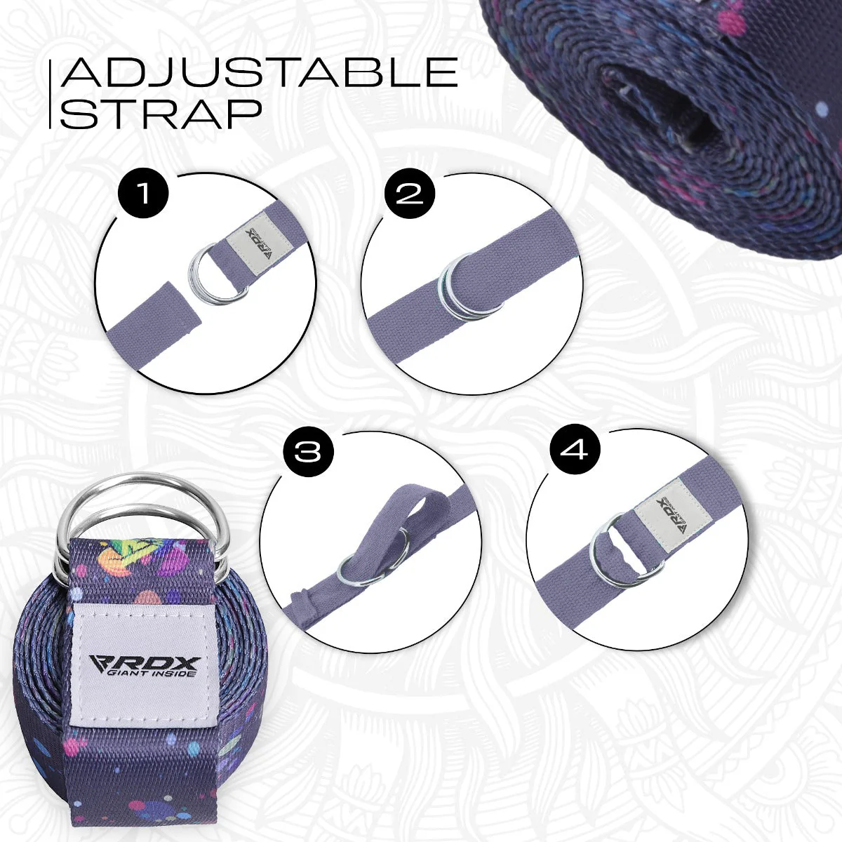 RDX F3 Sangle De Yoga Antidérapante En Coton Avec Boucle En D En Acier Inoxydable - Image 6