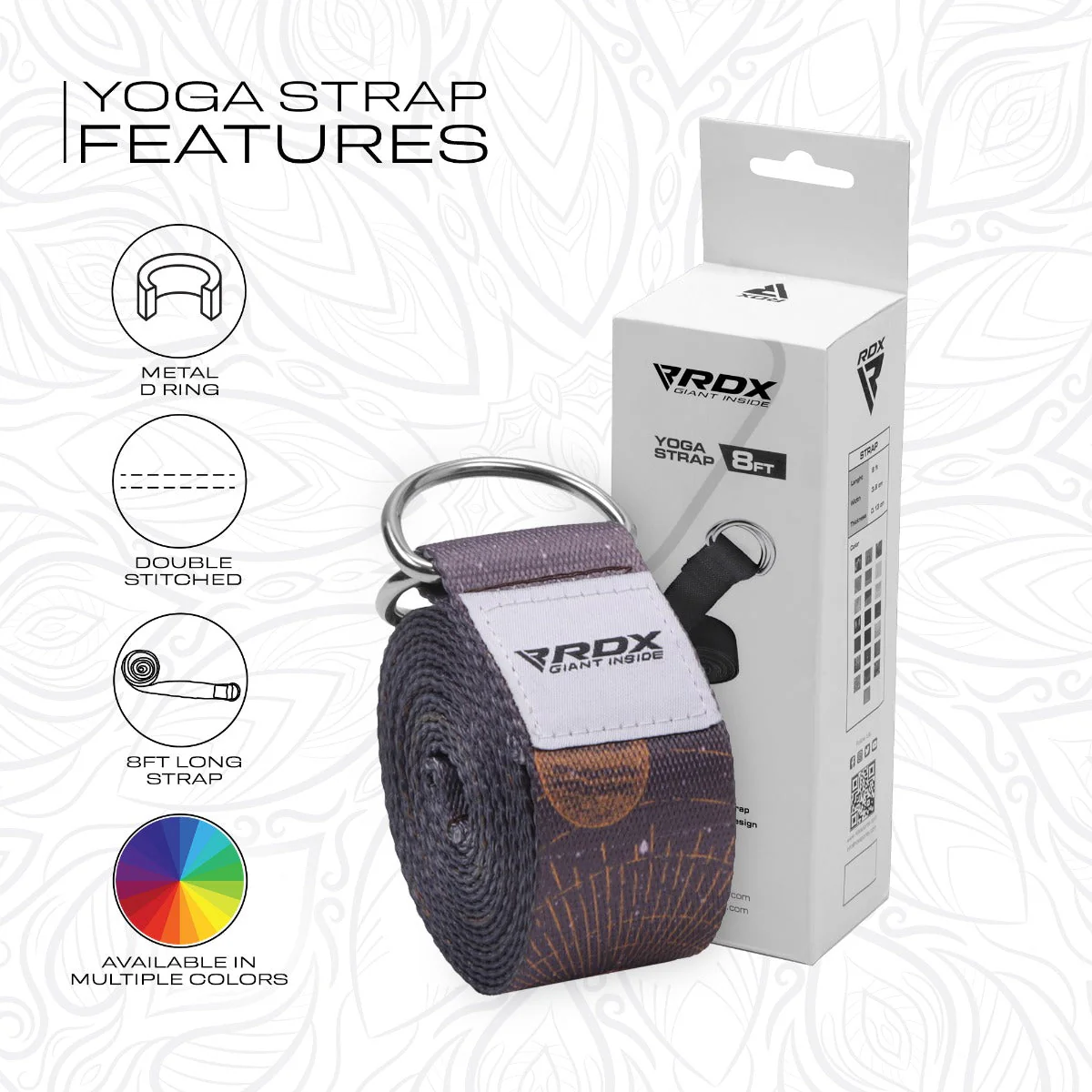 RDX F4 Sangle De Yoga Antidérapante En Coton Avec Boucle En D En Acier Inoxydable - Image 7