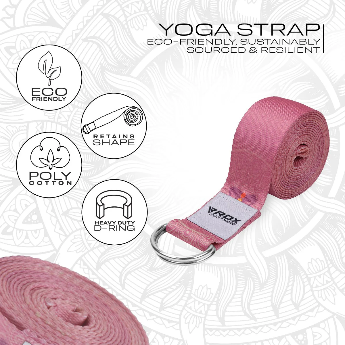 RDX F5 Sangle De Yoga Antidérapante En Coton Avec Boucle En D En Acier Inoxydable - Image 2