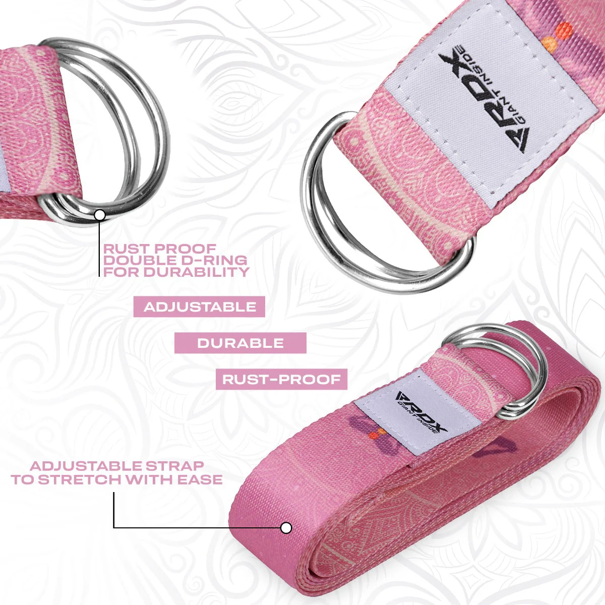 RDX F5 Sangle De Yoga Antidérapante En Coton Avec Boucle En D En Acier Inoxydable - Image 4