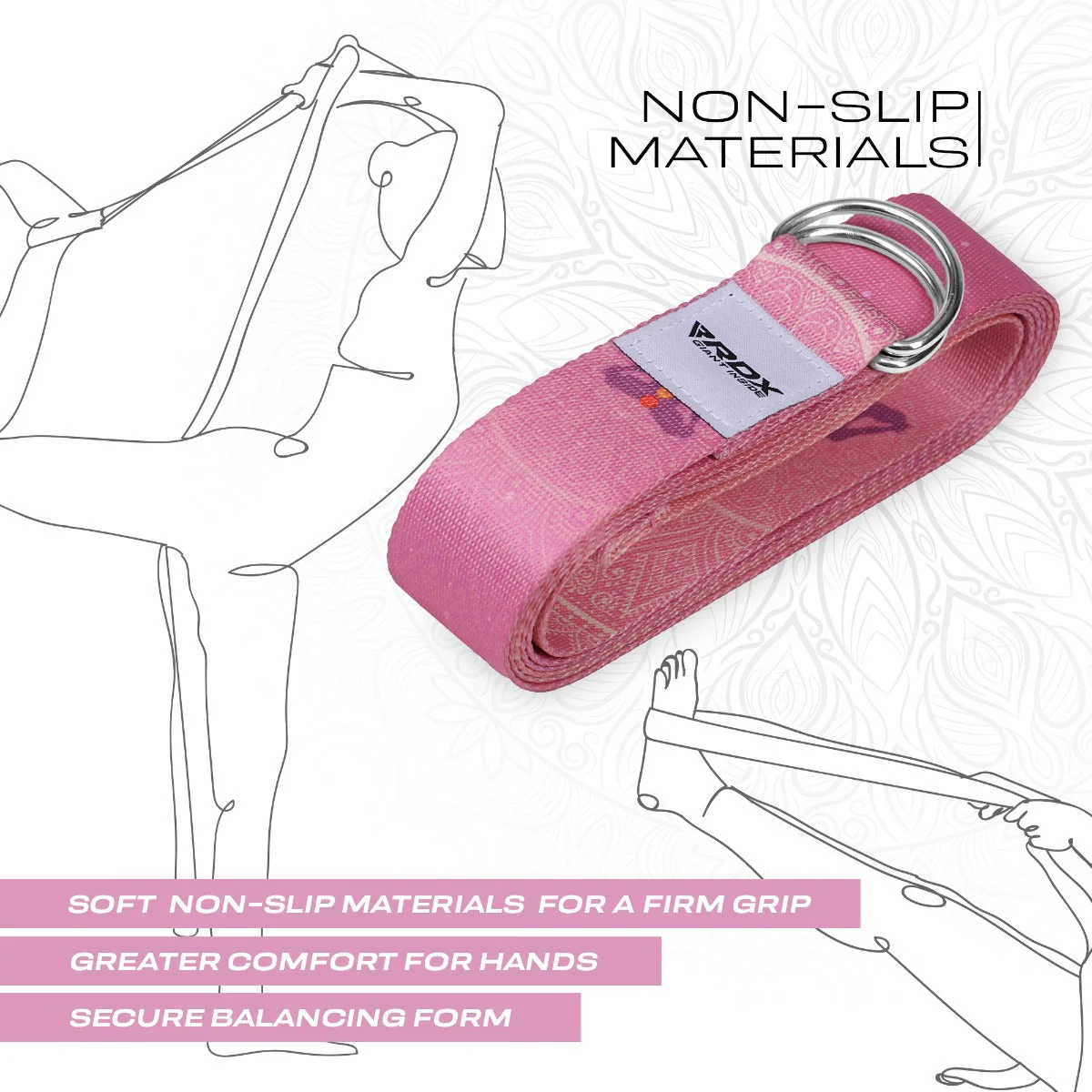 RDX F5 Sangle De Yoga Antidérapante En Coton Avec Boucle En D En Acier Inoxydable - Image 5