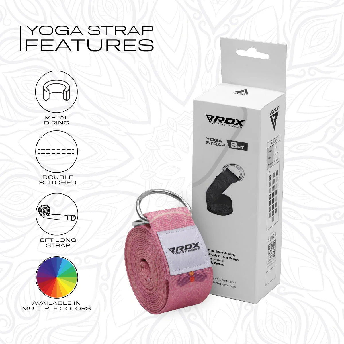 RDX F5 Sangle De Yoga Antidérapante En Coton Avec Boucle En D En Acier Inoxydable - Image 7