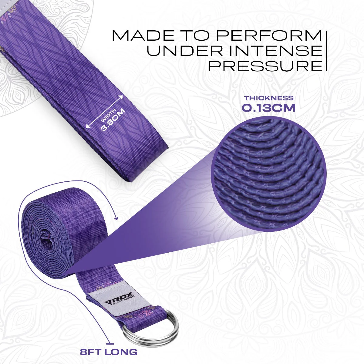 RDX F7 Sangle De Yoga Antidérapante En Coton Avec Boucle En D En Acier Inoxydable - Image 3