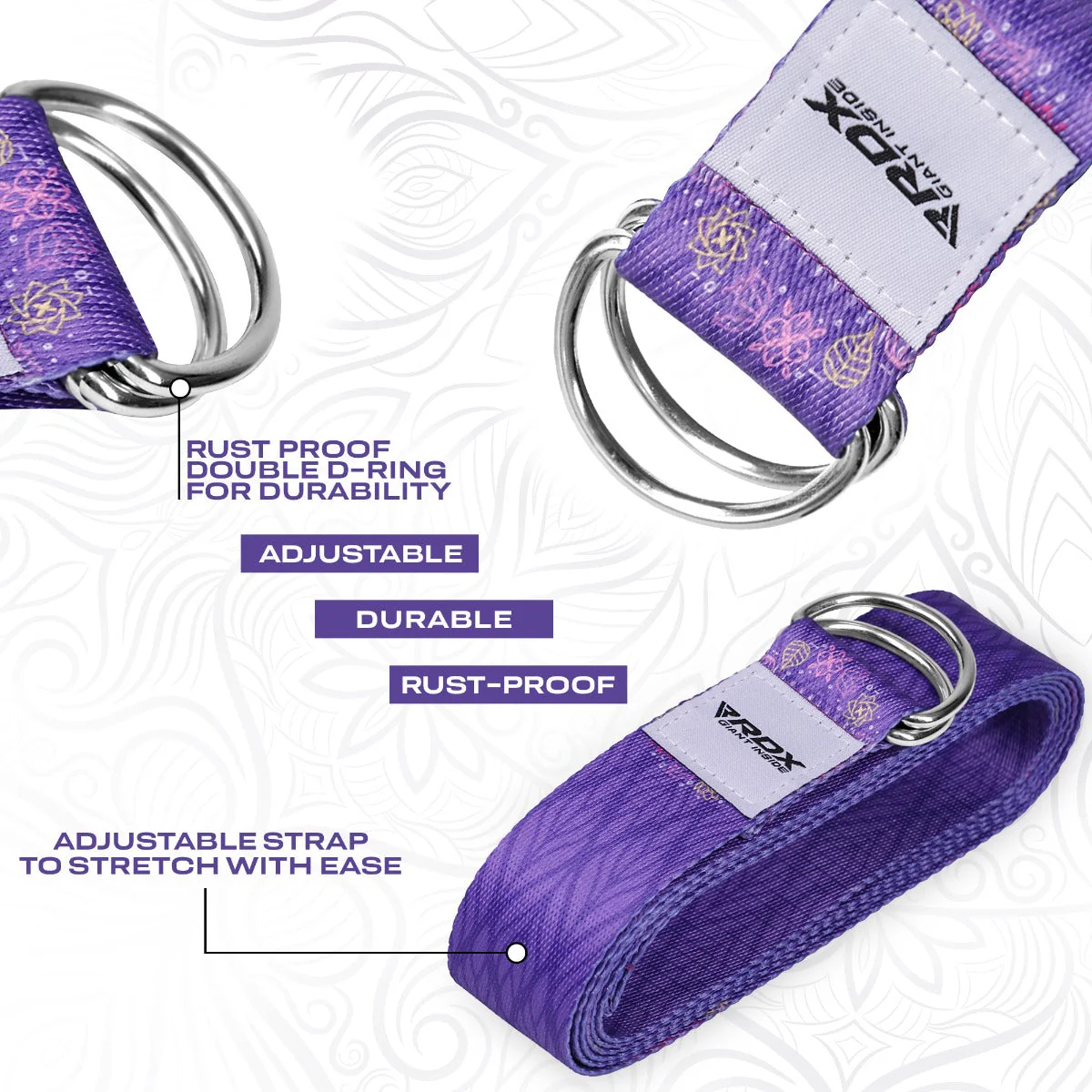 RDX F7 Sangle De Yoga Antidérapante En Coton Avec Boucle En D En Acier Inoxydable - Image 4