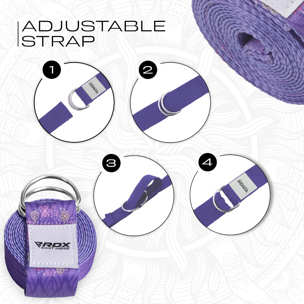 RDX F7 Sangle De Yoga Antidérapante En Coton Avec Boucle En D En Acier Inoxydable - Image 6