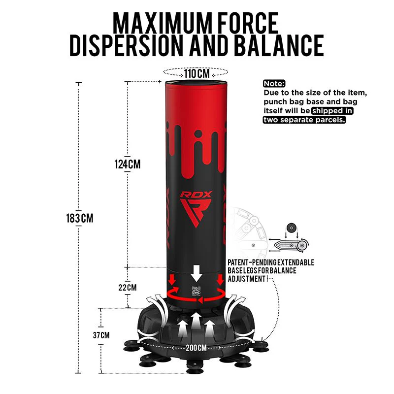RDX F9 SAC DE FRAPPE SUR PIED 1M83 POUR ADULTES AVEC GANTS D'ENTRAÎNEMENT - Image 4