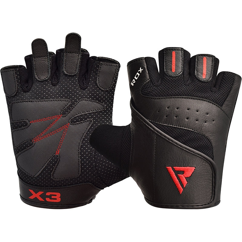 RDX S2 Noir Cuir Gants de Musculation - Image 2