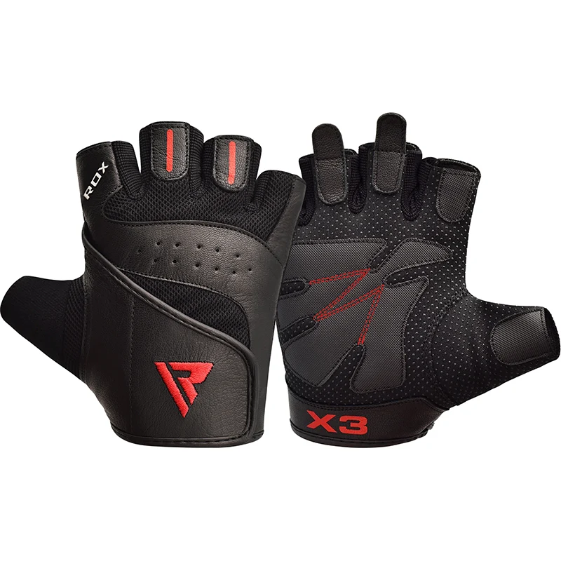 RDX S2 Noir Cuir Gants de Musculation - Image 3