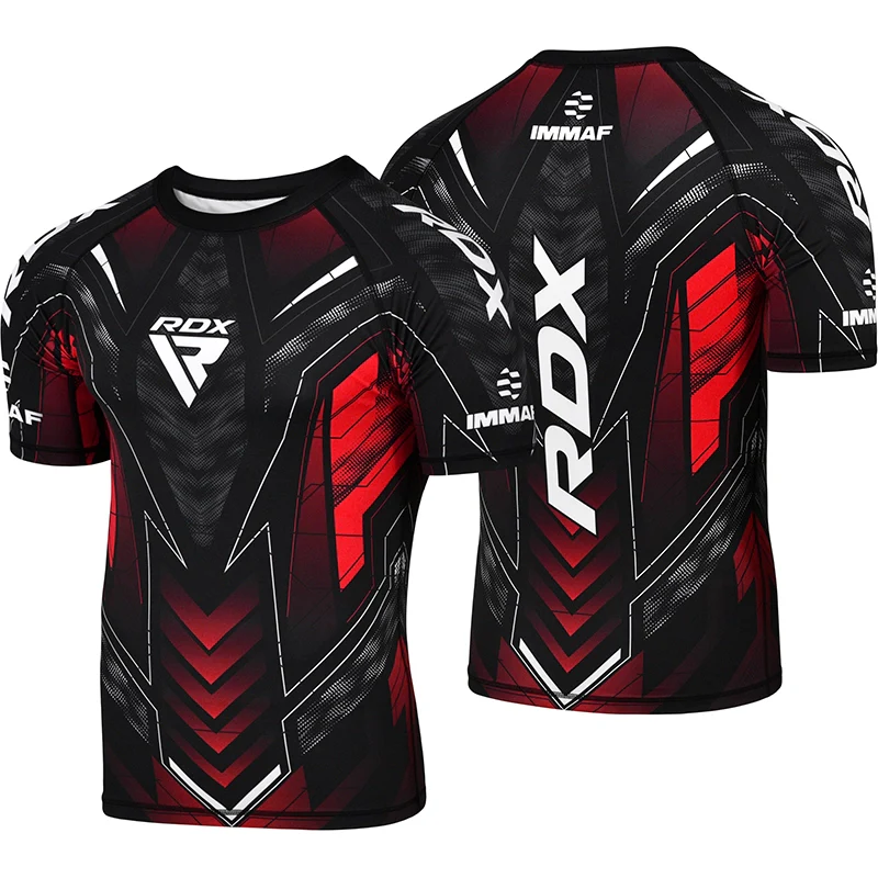 RDX T-shirt de compression à manches courtes rouge, approuvé IMMAF - Image 3